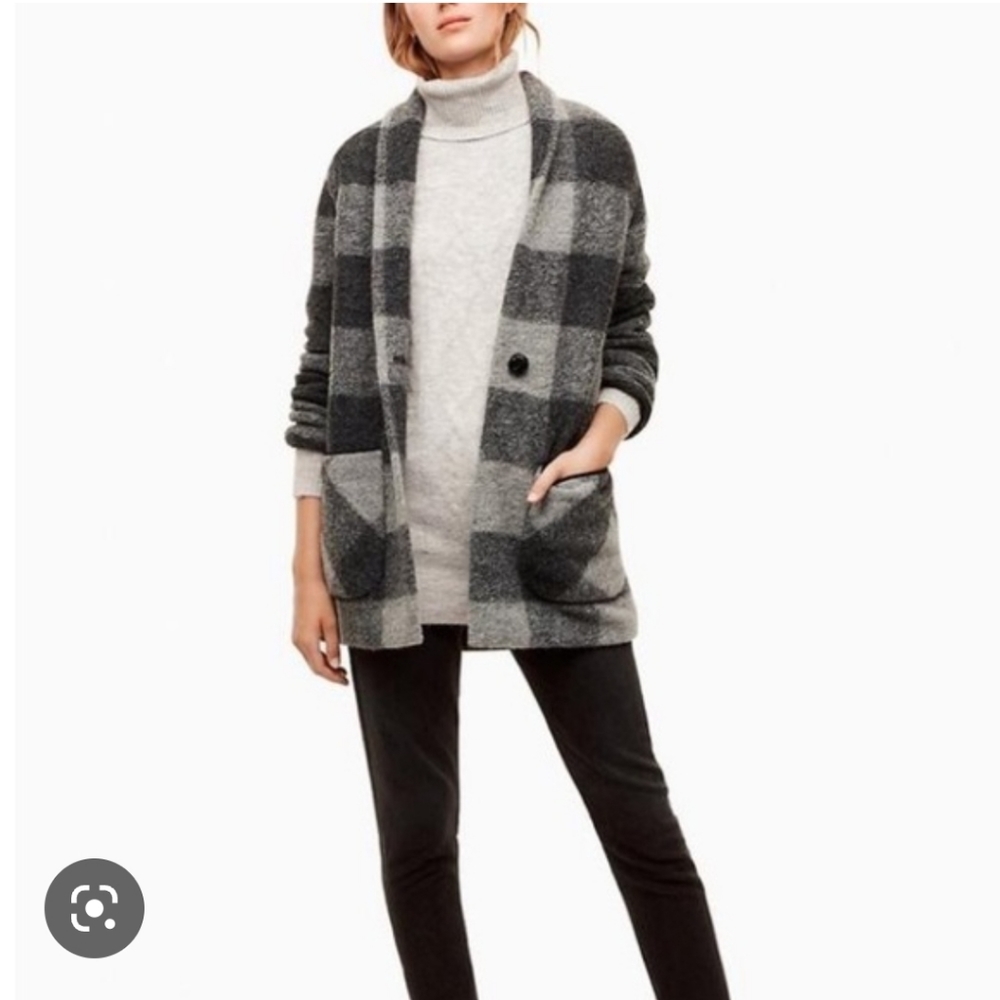ARITZIA WILFRED FREE Grey Plaid Wool Neelam Jacket Coat